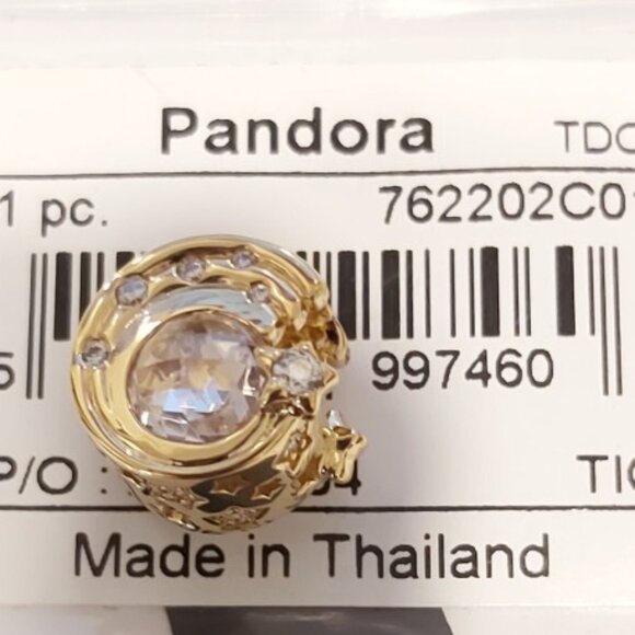 Auth PANDORA Moments Sparkling Shooting Star 14kt gold plated Charm 762202C01 - Picture 6 of 11